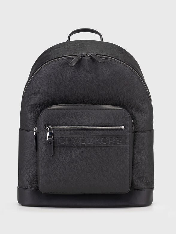 Leather backpack with logo accent - 1