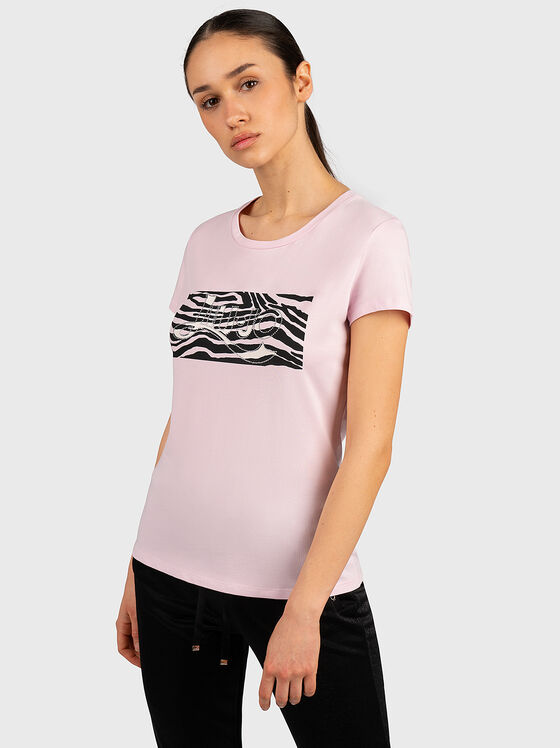 Розова тениска с животински акцент - 1
