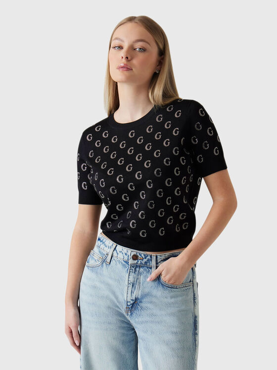 JASMINE cropped sweater with rhinestones - 1