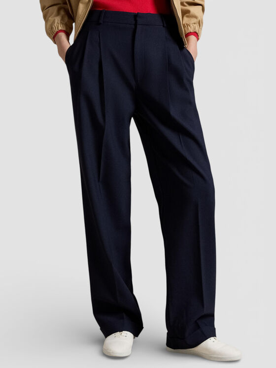 Wide leg wool blend trousers - 1