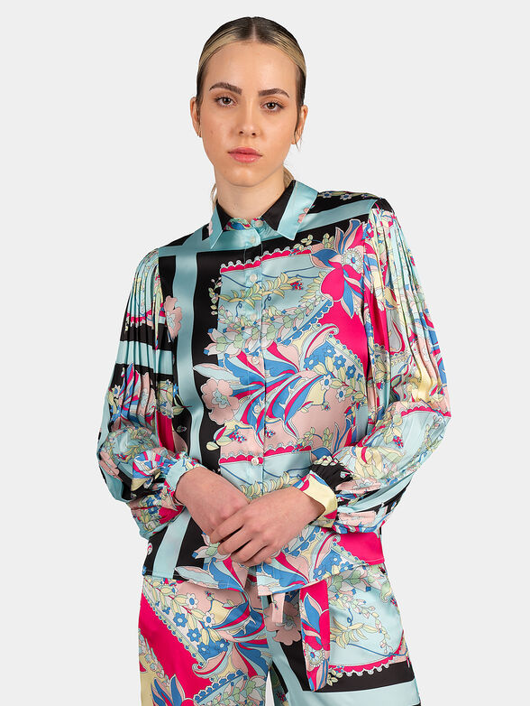 Satin shirt with floral print - 1