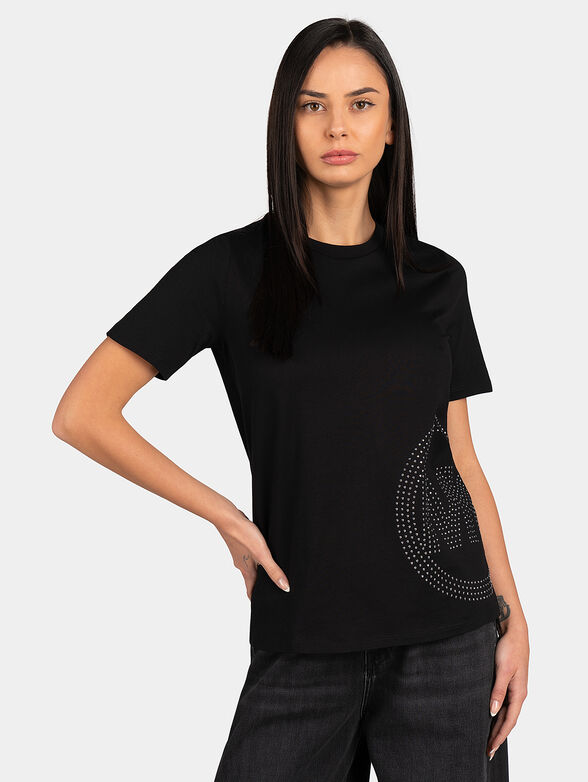 Black T-shirt with rhinestones - 1