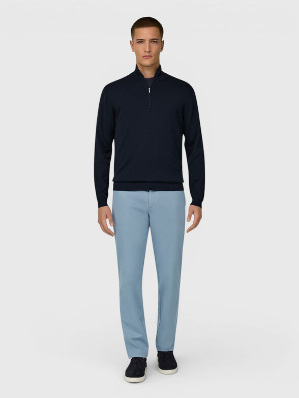 Blue cotton-blend trousers - 4
