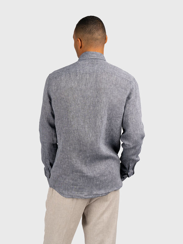 Beige linen shirt with logo detail - 3