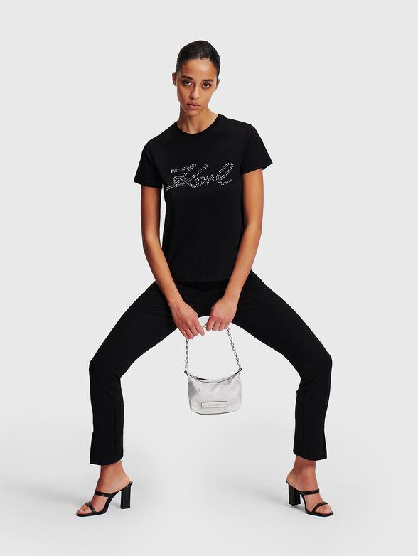 Black T-shirt with rhinestones - 2