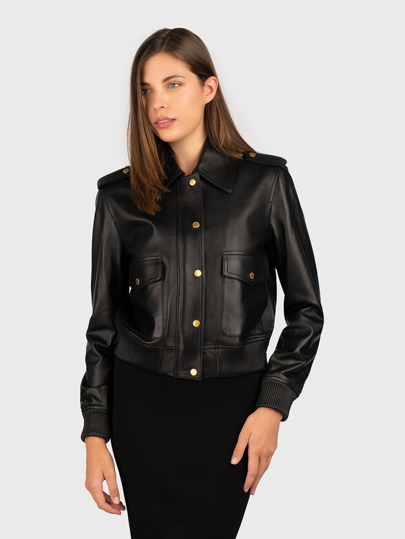 Leather jacket with accent buttons - 1