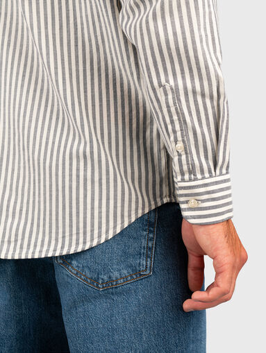 Cotton shirt with stripe print  - 5