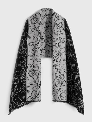 Cotton blend scarf with floral motifs - 3