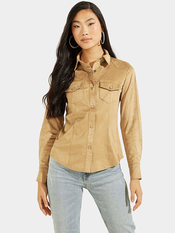 DAISY shirt with suede texture brand GUESS — Globalbrandsstore.com/en 