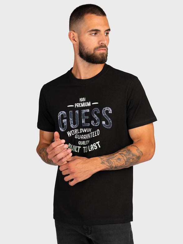 Black T-shirt with logo embroidery - 1