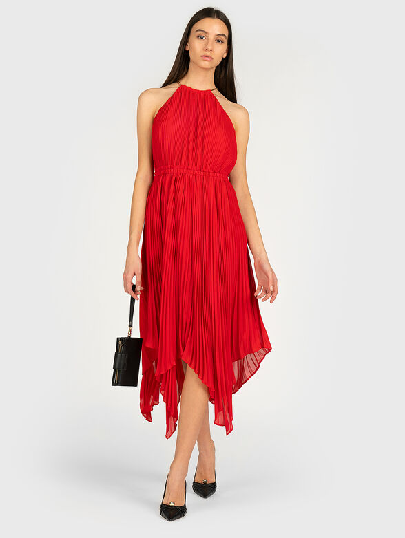 Red pleated dress - 1