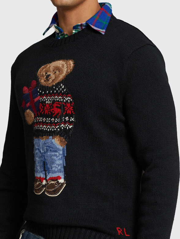 Black sweater with Polo Bear print - 4