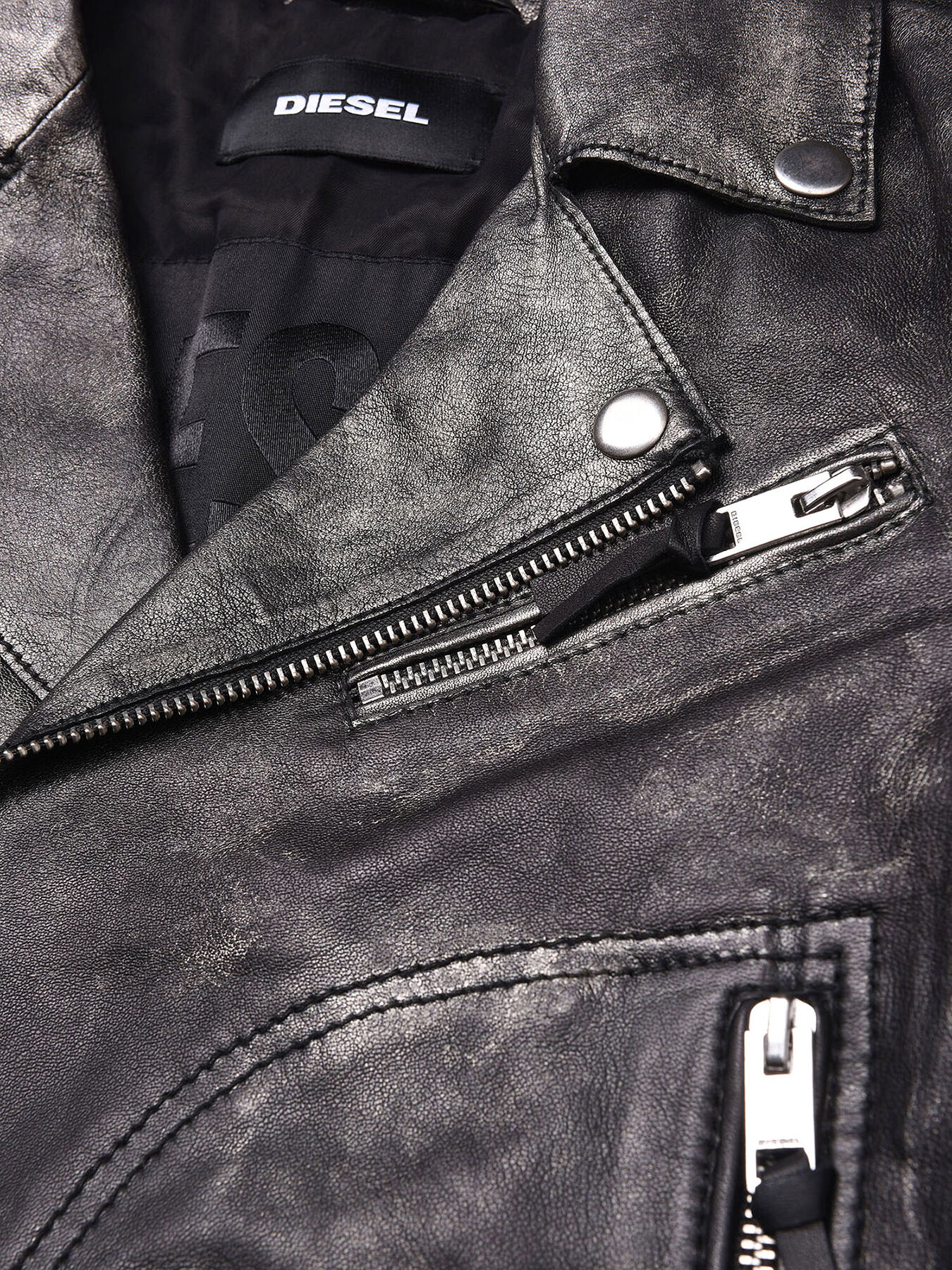 JINGRAN Motorcycle jacket in silvery leather brand DIESEL