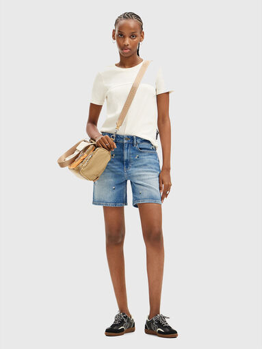 Denim shorts with mini floral embroideries - 5