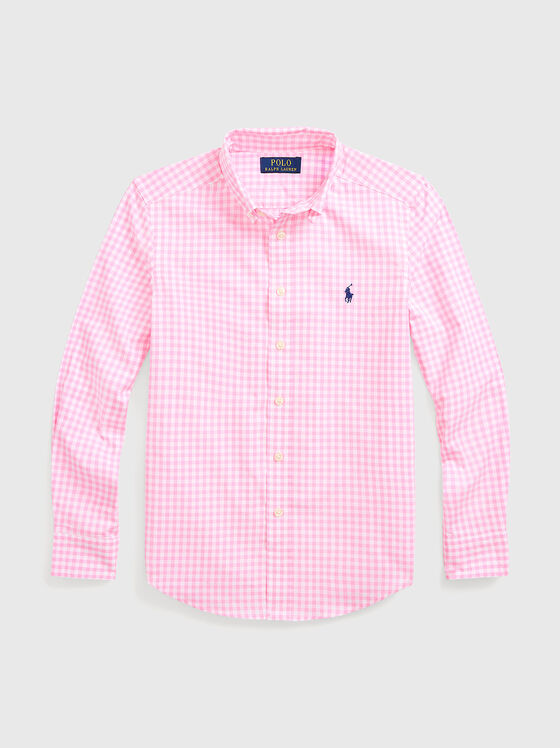 Cotton poplin shirt with checked print - 1