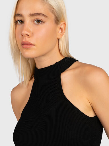 Black knitted top with logo embroidery on the back - 4