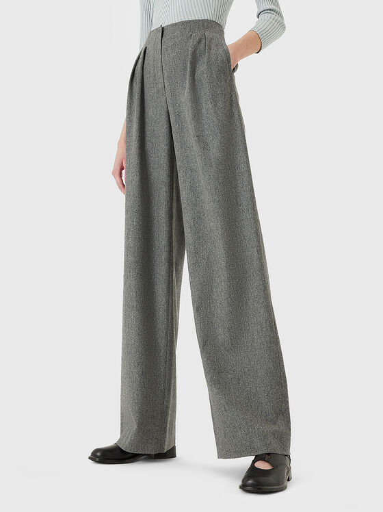 High-waisted wool and cashmere trousers - 1
