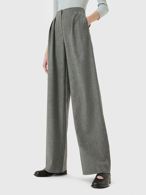 High-waisted wool and cashmere trousers - 1