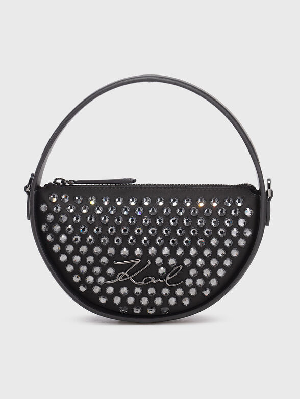 Leather crossbody bag with rhinestones - 1