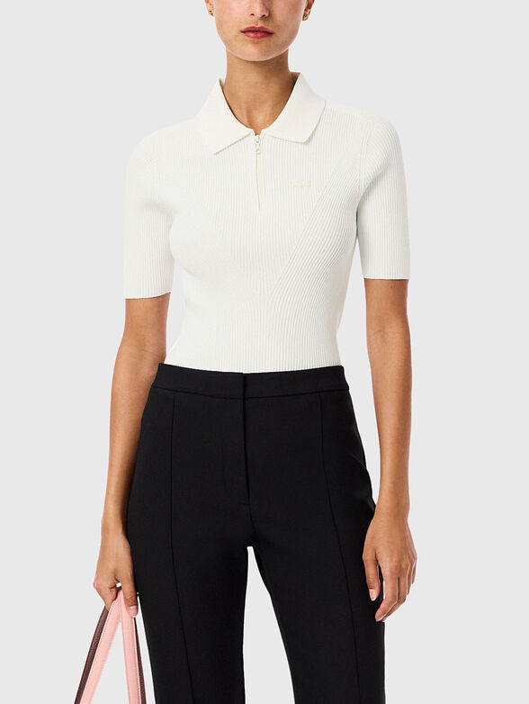 Knitted polo shirt in black  - 1