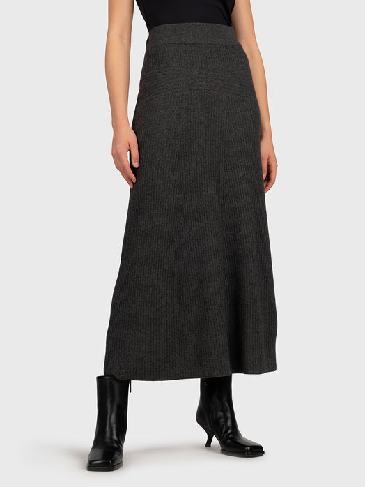 Black wool and cashmere blend skirt