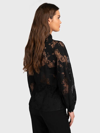 Black shirt with lace accents - 3