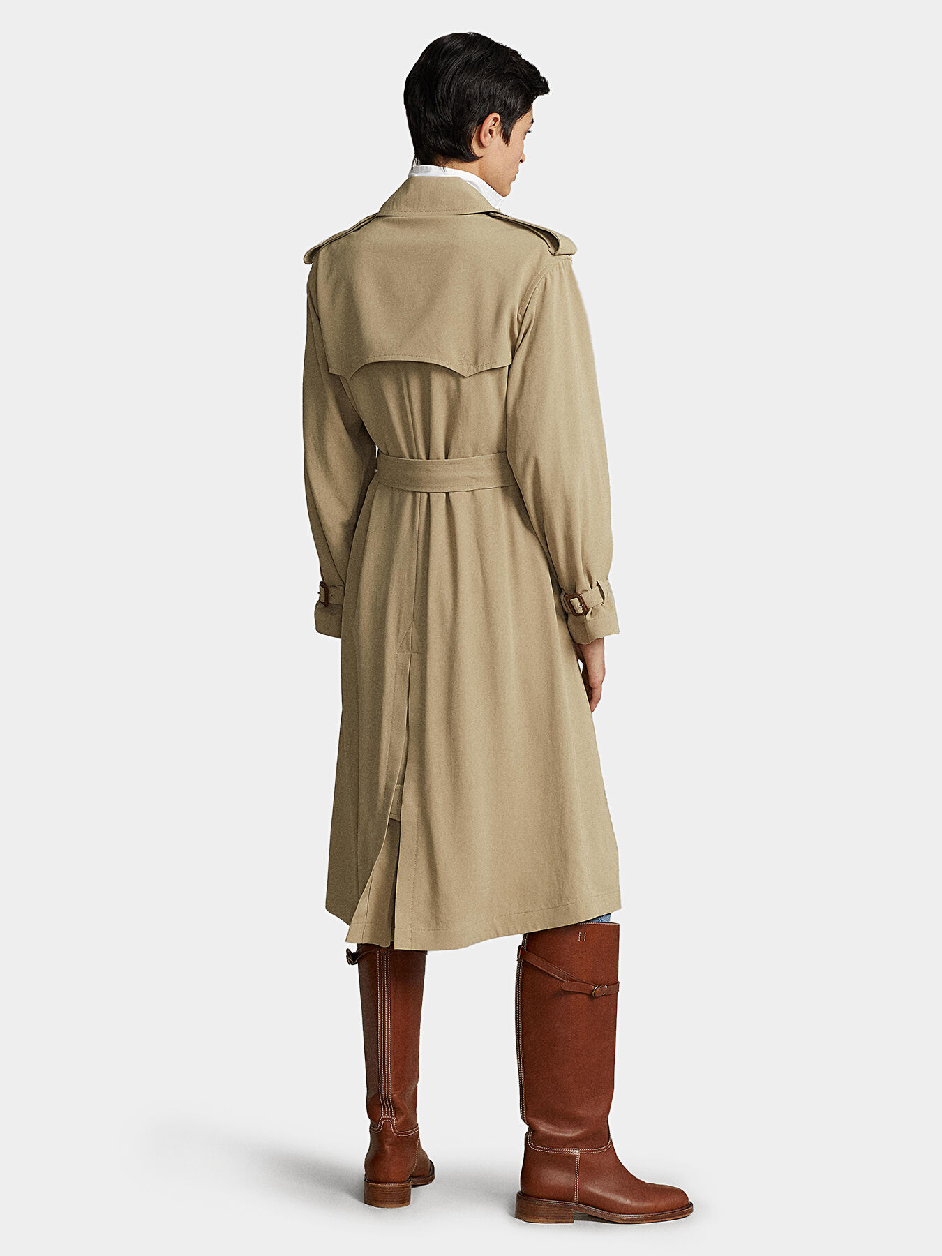 Beige double-breasted trench coat brand POLO RALPH LAUREN