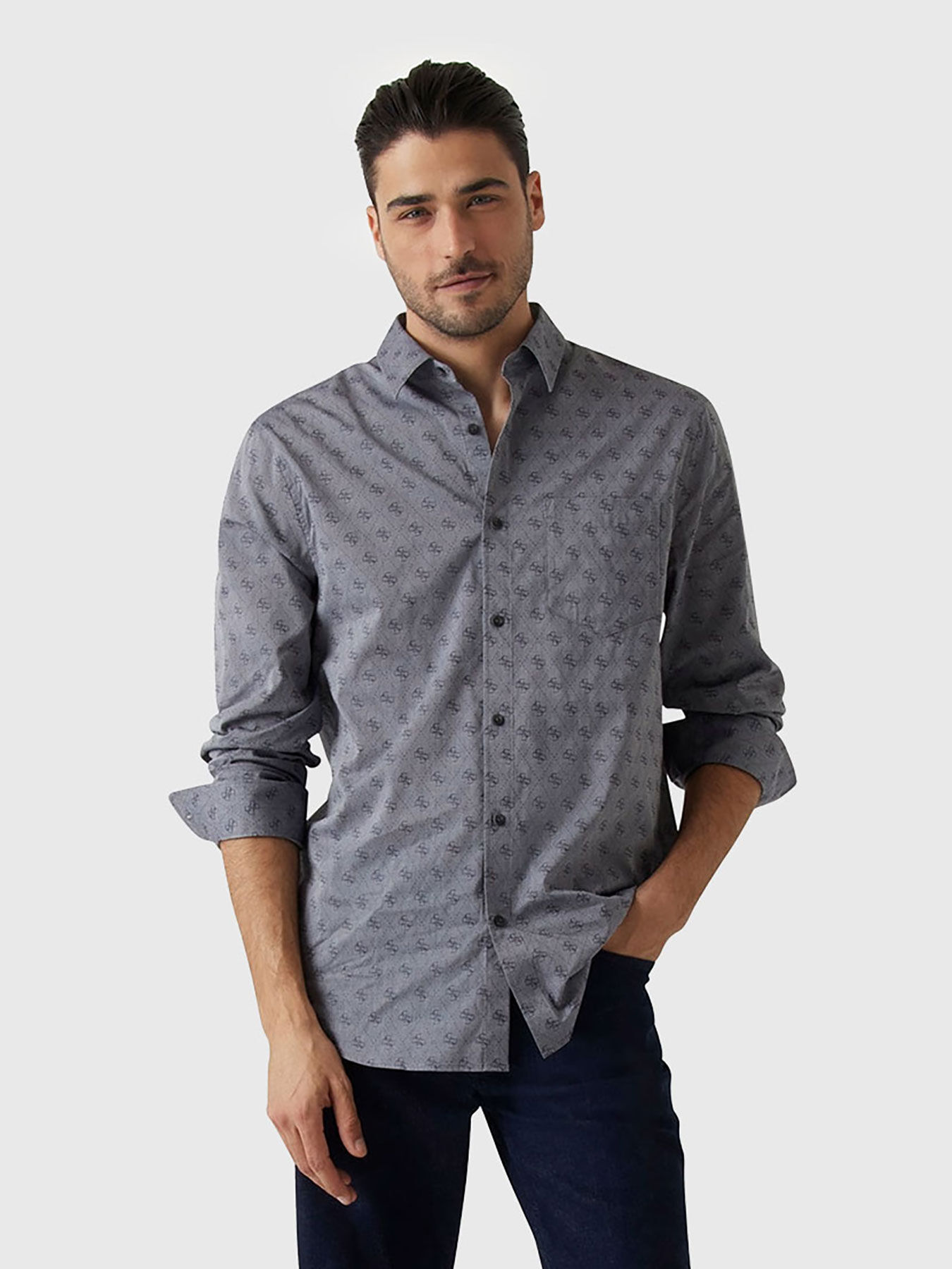 SALE】Geometry Border Back Cut Jacquard Prime-Over Crew Neck
