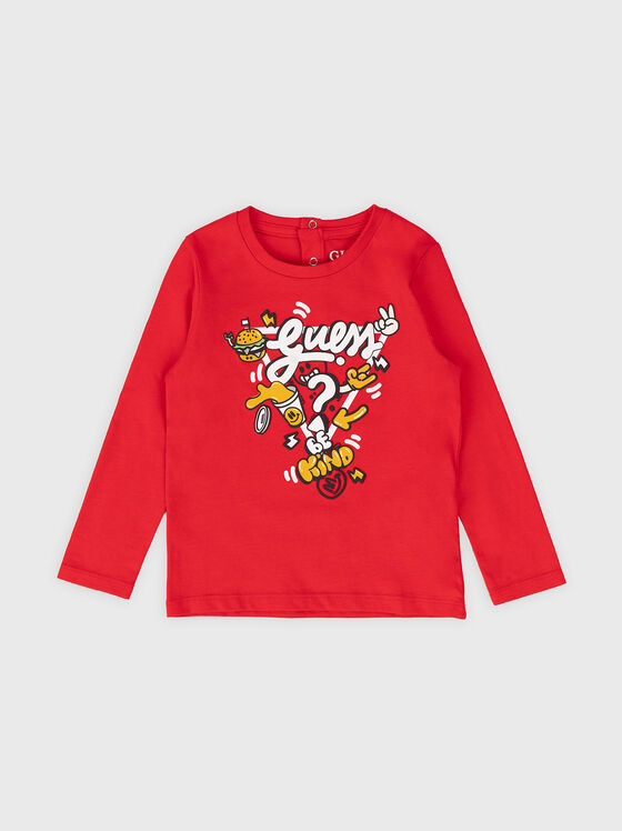 Red blouse with multicolour print - 1