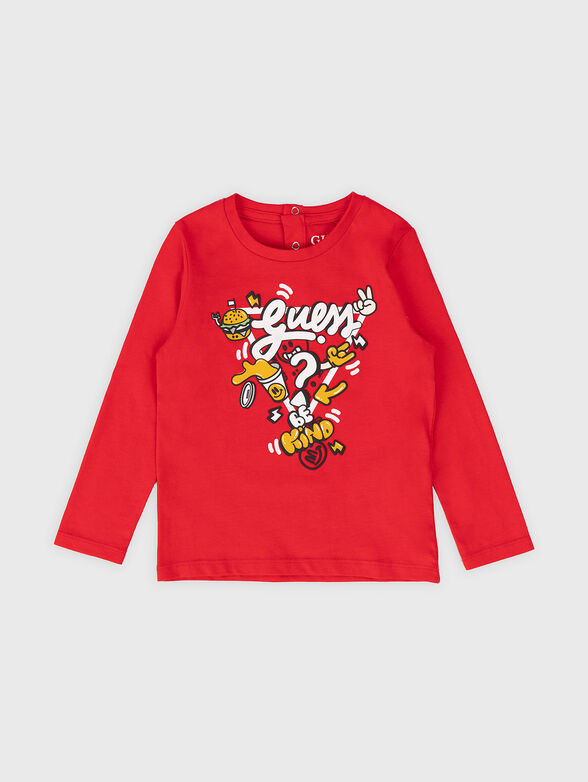 Red blouse with multicolour print - 1