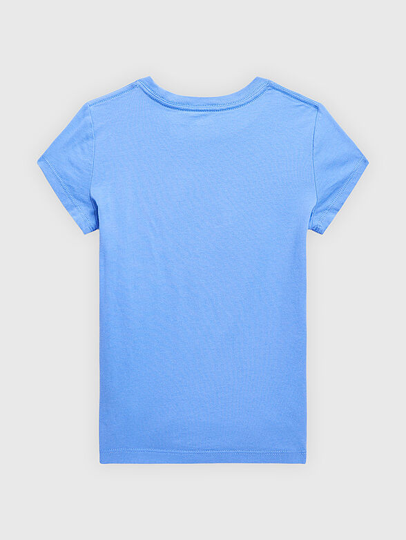 Blue cotton T-shirt with Polo Bear print - 2