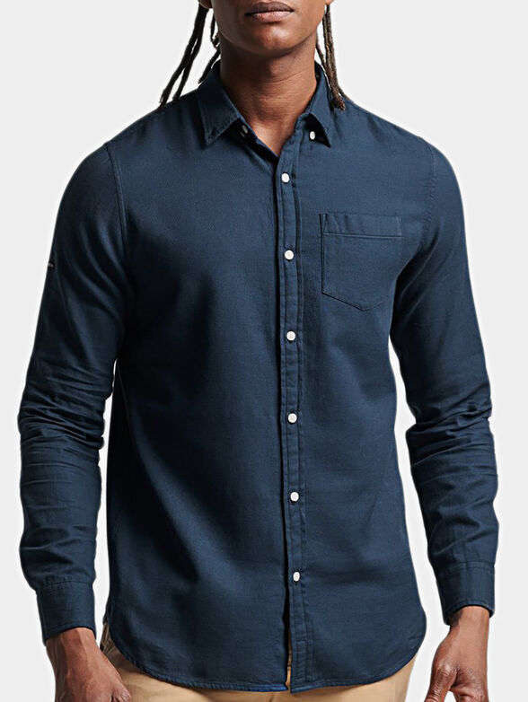 Dark blue cotton shirt - 1