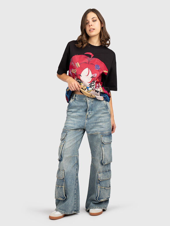 Cotton oversized T-shirt with print - 2