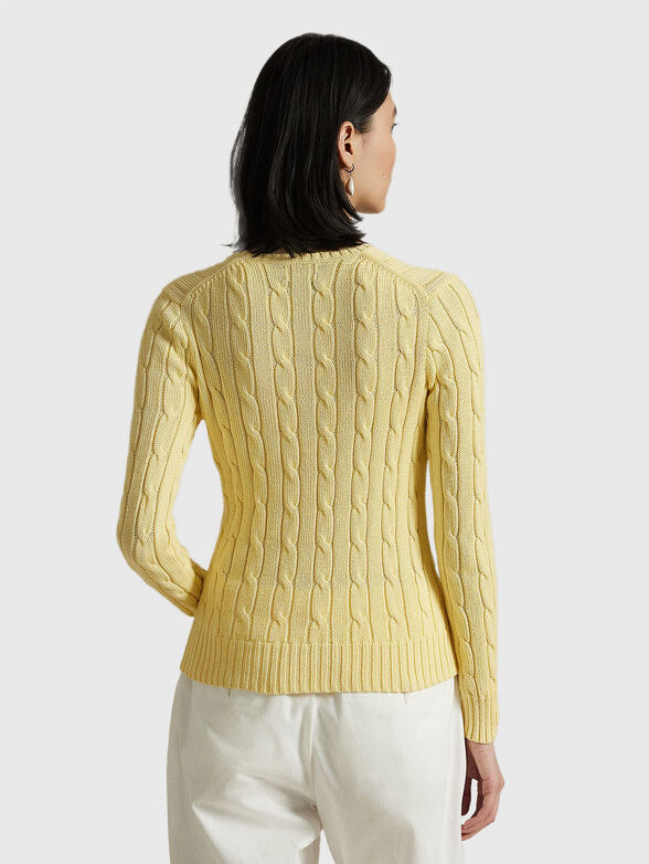 Cable knit cotton V-neck jumper - 3