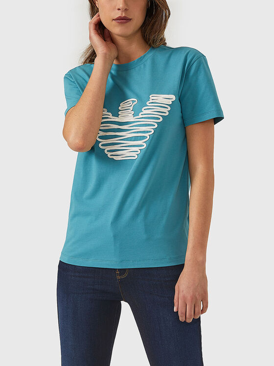 T-shirt with oval neckline and logo embroidery - 1