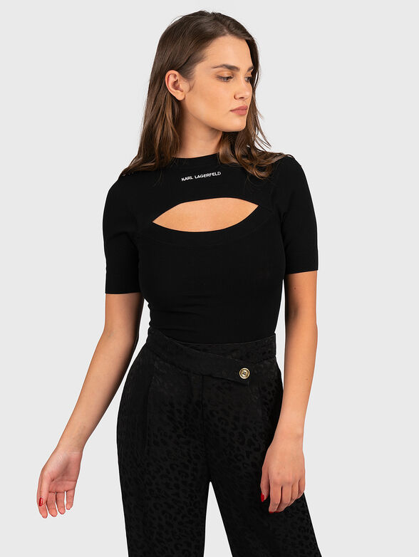 Knitted top in black color - 1