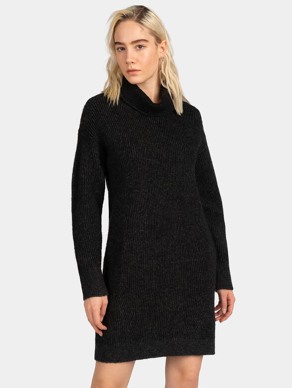 Knitted mini dress with turtleneck collar - 1