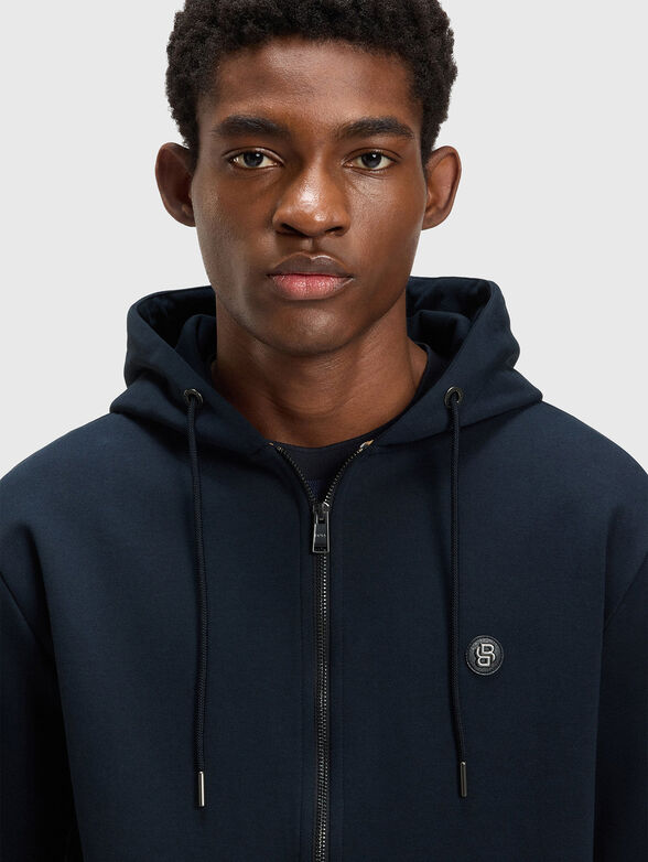 Cotton sweatshirt with hood in black - 4