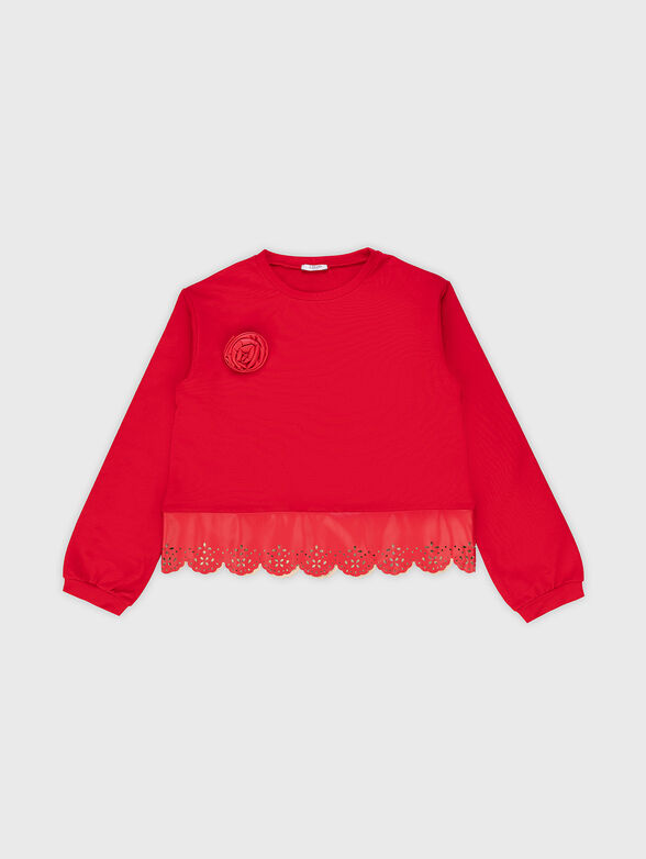 Blouse with lace pattern and appliqu&eacute;d rose - 1