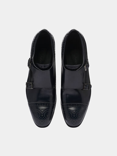 Blue leather shoes with buckles - 5