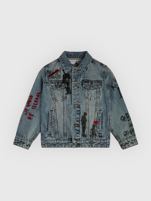 Oversized denim jacket with print - 1