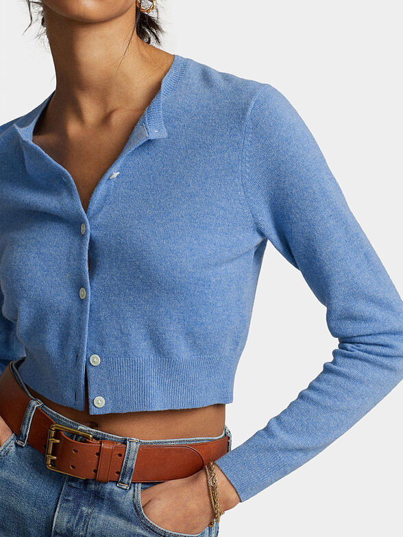 Cropped cashmere cardigan with buttons - 4