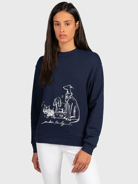 Blue sweatshirt with print - 1