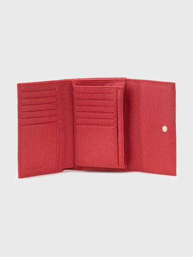 Leather wallet in beige - 4