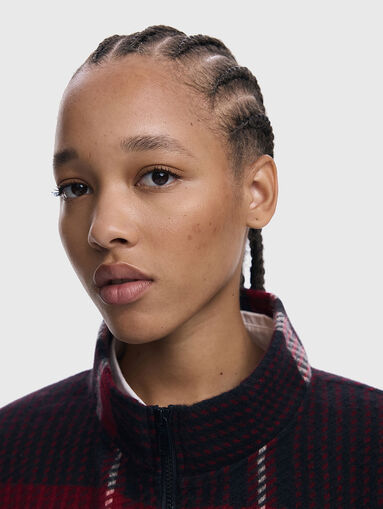 ALDAMA check poncho with zip - 5