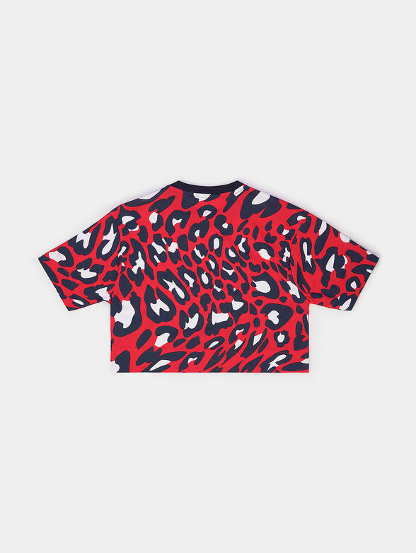 SINA cropped wide t-shirt in red - 2