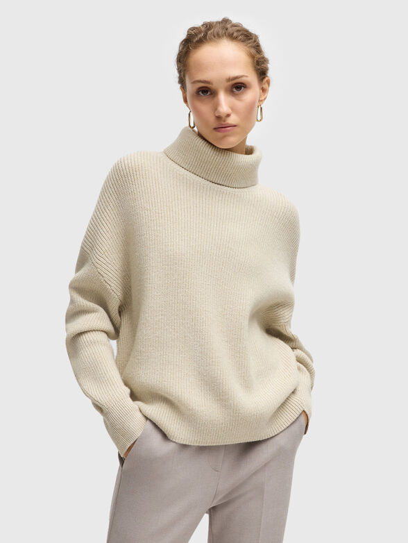 Wool sweater with polo collar - 1