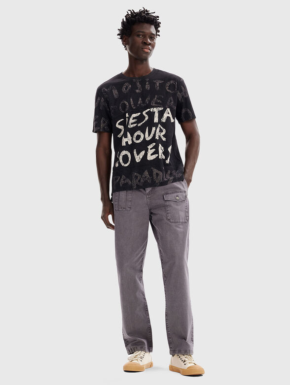 Black T-shirt with contrasting print - 2