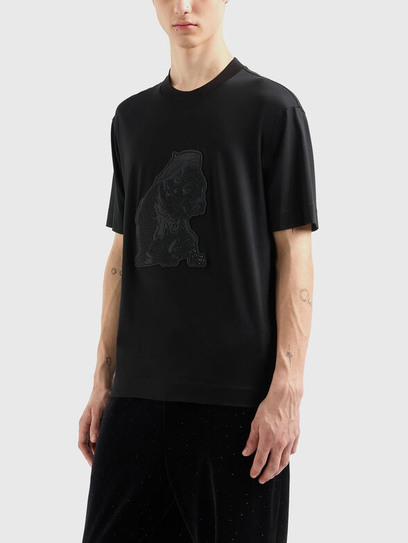 T-shirt with embroidery and rhinestones  - 0