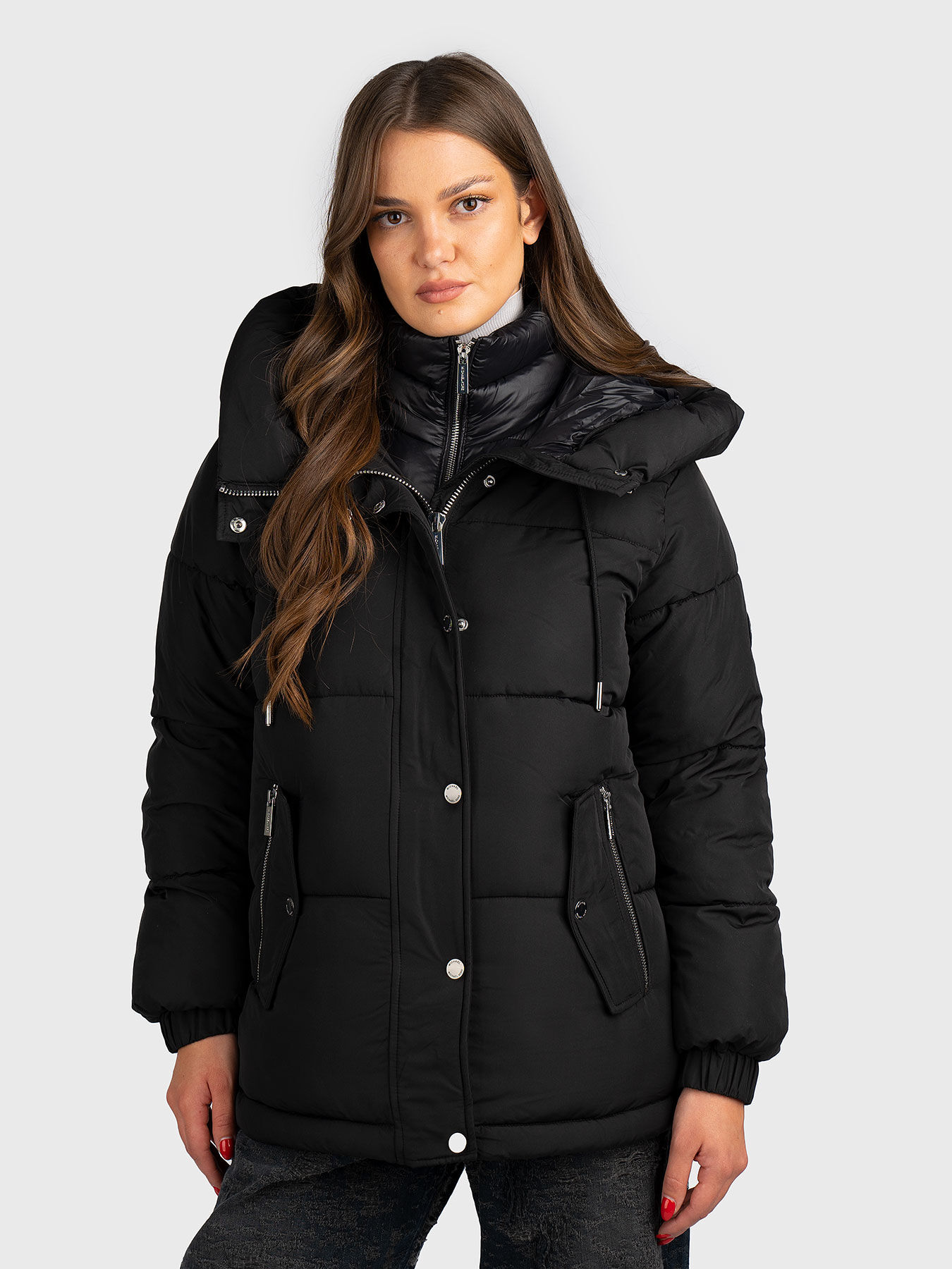 Padded jacket with hood and logo brand MICHAEL KORS